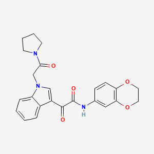 molecular formula C24H23N3O5 B3008051 N-(2,3-dihydrobenzo[b][1,4]dioxin-6-yl)-2-oxo-2-(1-(2-oxo-2-(pyrrolidin-1-yl)ethyl)-1H-indol-3-yl)acetamide CAS No. 872854-83-6