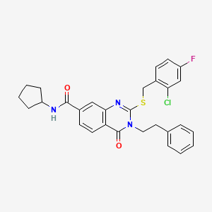 2-((2-chloro-4-fluorobenzyl)thio)-N-cyclopentyl-4-oxo-3-phenethyl-3,4-dihydroquinazoline-7-carboxamide