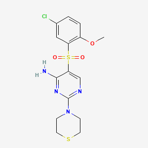 B3008111 5-((5-Chloro-2-methoxyphenyl)sulfonyl)-2-thiomorpholinopyrimidin-4-amine CAS No. 1251674-76-6