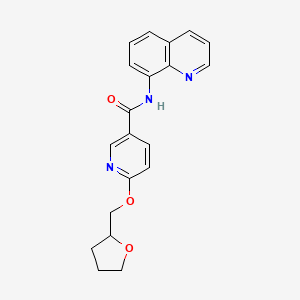molecular formula C20H19N3O3 B3008149 N-(quinolin-8-yl)-6-((tetrahydrofuran-2-yl)methoxy)nicotinamide CAS No. 2034360-28-4