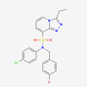 molecular formula C21H18ClFN4O2S B3008157 N-(4-chlorophenyl)-3-ethyl-N-[(4-fluorophenyl)methyl]-[1,2,4]triazolo[4,3-a]pyridine-8-sulfonamide CAS No. 1251622-03-3