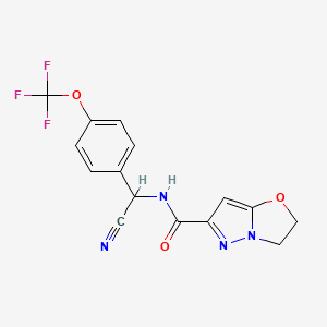 N-[Cyano-[4-(trifluoromethoxy)phenyl]methyl]-2,3-dihydropyrazolo[5,1-b][1,3]oxazole-6-carboxamide