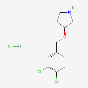 molecular formula C11H14Cl3NO B3008200 (S)-3-((3,4-Dichlorobenzyl)oxy)pyrrolidine hydrochloride CAS No. 1289585-39-2