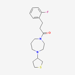 B3008204 3-(2-Fluorophenyl)-1-[4-(thiolan-3-yl)-1,4-diazepan-1-yl]propan-1-one CAS No. 2415511-81-6