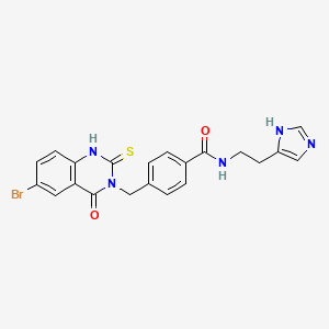 4-[(6-bromo-4-oxo-2-sulfanylidene-1H-quinazolin-3-yl)methyl]-N-[2-(1H-imidazol-5-yl)ethyl]benzamide