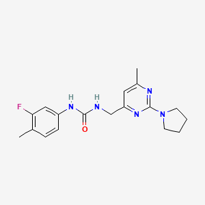 1-(3-Fluoro-4-methylphenyl)-3-((6-methyl-2-(pyrrolidin-1-yl)pyrimidin-4-yl)methyl)urea
