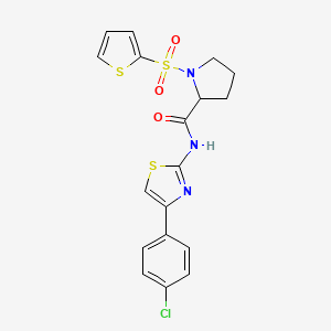 B3008332 N-(4-(4-chlorophenyl)thiazol-2-yl)-1-(thiophen-2-ylsulfonyl)pyrrolidine-2-carboxamide CAS No. 1103594-68-8
