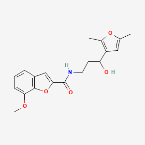 molecular formula C19H21NO5 B3008339 N-[3-(2,5-DIMETHYLFURAN-3-YL)-3-HYDROXYPROPYL]-7-METHOXY-1-BENZOFURAN-2-CARBOXAMIDE CAS No. 1421466-91-2