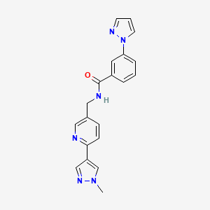 molecular formula C20H18N6O B3008370 N-((6-(1-methyl-1H-pyrazol-4-yl)pyridin-3-yl)methyl)-3-(1H-pyrazol-1-yl)benzamide CAS No. 2034233-26-4