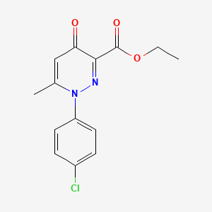 molecular formula C14H13ClN2O3 B3008371 Ethyl 1-(4-chlorophenyl)-6-methyl-4-oxo-1,4-dihydro-3-pyridazinecarboxylate CAS No. 68253-82-7
