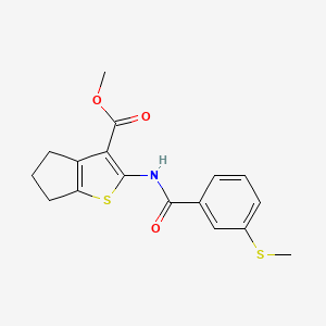 molecular formula C17H17NO3S2 B3008372 methyl 2-(3-(methylthio)benzamido)-5,6-dihydro-4H-cyclopenta[b]thiophene-3-carboxylate CAS No. 896339-98-3
