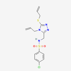 molecular formula C15H17ClN4O2S2 B3008395 N-{[4-allyl-5-(allylsulfanyl)-4H-1,2,4-triazol-3-yl]methyl}-4-chlorobenzenesulfonamide CAS No. 338422-31-4