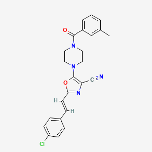 molecular formula C24H21ClN4O2 B3008397 2-[(E)-2-(4-chlorophenyl)ethenyl]-5-[4-(3-methylbenzoyl)piperazin-1-yl]-1,3-oxazole-4-carbonitrile CAS No. 940987-88-2