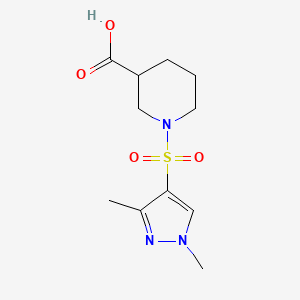 molecular formula C11H17N3O4S B3008421 1-(1,3-Dimethyl-1H-pyrazole-4-sulfonyl)-piperidine-3-carboxylic acid CAS No. 956352-22-0