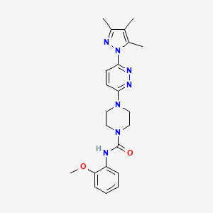 molecular formula C22H27N7O2 B3008425 N-(2-methoxyphenyl)-4-(6-(3,4,5-trimethyl-1H-pyrazol-1-yl)pyridazin-3-yl)piperazine-1-carboxamide CAS No. 1014089-81-6