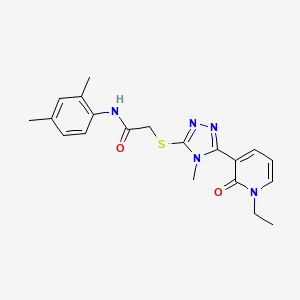 molecular formula C20H23N5O2S B3008426 N-(2,4-dimethylphenyl)-2-((5-(1-ethyl-2-oxo-1,2-dihydropyridin-3-yl)-4-methyl-4H-1,2,4-triazol-3-yl)thio)acetamide CAS No. 1105228-83-8