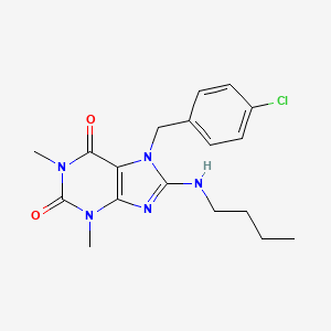 molecular formula C18H22ClN5O2 B3008450 8-(butylamino)-7-(4-chlorobenzyl)-1,3-dimethyl-3,7-dihydro-1H-purine-2,6-dione CAS No. 359903-14-3