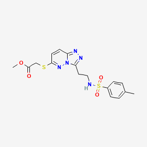 molecular formula C17H19N5O4S2 B3008488 Methyl {[3-(2-{[(4-methylphenyl)sulfonyl]amino}ethyl)[1,2,4]triazolo[4,3-b]pyridazin-6-yl]thio}acetate CAS No. 872998-38-4