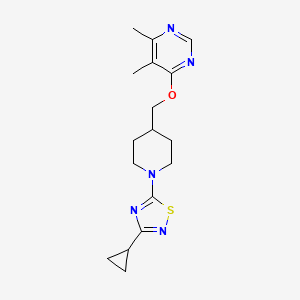B3008522 3-Cyclopropyl-5-[4-[(5,6-dimethylpyrimidin-4-yl)oxymethyl]piperidin-1-yl]-1,2,4-thiadiazole CAS No. 2379993-55-0