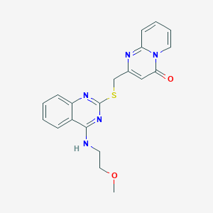 molecular formula C20H19N5O2S B3008531 2-[({4-[(2-methoxyethyl)amino]quinazolin-2-yl}sulfanyl)methyl]-4H-pyrido[1,2-a]pyrimidin-4-one CAS No. 422533-02-6