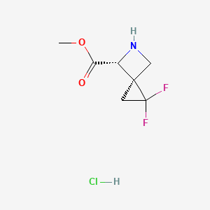 molecular formula C7H10ClF2NO2 B3008546 Methyl (3R,6R)-2,2-difluoro-5-azaspiro[2.3]hexane-6-carboxylate;hydrochloride CAS No. 2343963-95-9