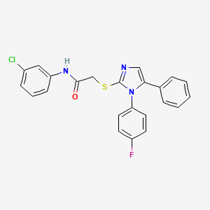 molecular formula C23H17ClFN3OS B3008578 N-(3-chlorophenyl)-2-((1-(4-fluorophenyl)-5-phenyl-1H-imidazol-2-yl)thio)acetamide CAS No. 1207057-37-1