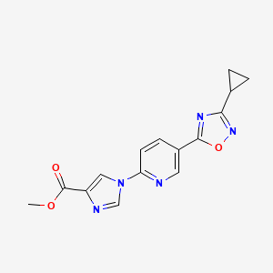 molecular formula C15H13N5O3 B3008580 Methyl 1-[5-(3-cyclopropyl-1,2,4-oxadiazol-5-yl)pyridin-2-yl]imidazole-4-carboxylate CAS No. 1546989-31-4