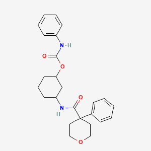 molecular formula C25H30N2O4 B3008689 3-(4-phenyltetrahydro-2H-pyran-4-carboxamido)cyclohexyl phenylcarbamate CAS No. 1351609-70-5