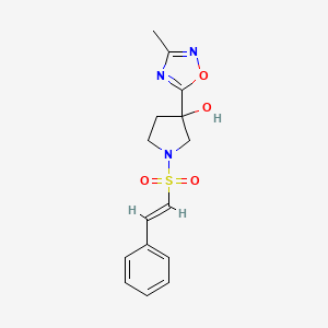 3-(3-Methyl-1,2,4-oxadiazol-5-yl)-1-[(E)-2-phenylethenyl]sulfonylpyrrolidin-3-ol