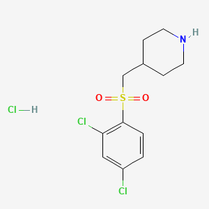 molecular formula C12H16Cl3NO2S B3008709 4-(((2,4-Dichlorophenyl)sulfonyl)methyl)piperidine hydrochloride CAS No. 1353981-76-6