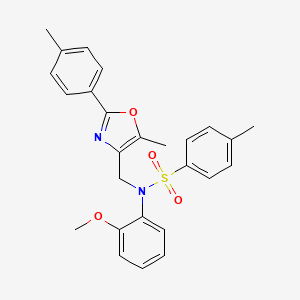 molecular formula C26H26N2O4S B3008712 N-(2-methoxyphenyl)-4-methyl-N-{[5-methyl-2-(4-methylphenyl)-1,3-oxazol-4-yl]methyl}benzene-1-sulfonamide CAS No. 1251631-85-2