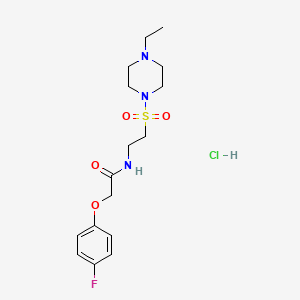 molecular formula C16H25ClFN3O4S B3008715 N-(2-((4-ethylpiperazin-1-yl)sulfonyl)ethyl)-2-(4-fluorophenoxy)acetamide hydrochloride CAS No. 1329641-52-2
