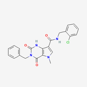 molecular formula C22H19ClN4O3 B3008764 3-benzyl-N-(2-chlorobenzyl)-5-methyl-2,4-dioxo-2,3,4,5-tetrahydro-1H-pyrrolo[3,2-d]pyrimidine-7-carboxamide CAS No. 921854-24-2