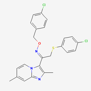 (Z)-[(4-chlorophenyl)methoxy]({2-[(4-chlorophenyl)sulfanyl]-1-{2,7-dimethylimidazo[1,2-a]pyridin-3-yl}ethylidene})amine