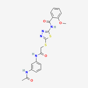 N-(5-((2-((3-acetamidophenyl)amino)-2-oxoethyl)thio)-1,3,4-thiadiazol-2-yl)-2-methoxybenzamide
