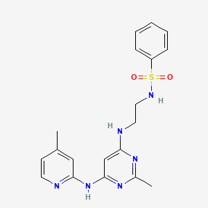 molecular formula C19H22N6O2S B3008981 N-(2-((2-methyl-6-((4-methylpyridin-2-yl)amino)pyrimidin-4-yl)amino)ethyl)benzenesulfonamide CAS No. 1428380-35-1