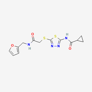 molecular formula C13H14N4O3S2 B3008989 N-[5-[2-(furan-2-ylmethylamino)-2-oxoethyl]sulfanyl-1,3,4-thiadiazol-2-yl]cyclopropanecarboxamide CAS No. 868975-06-8