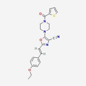 (E)-2-(4-ethoxystyryl)-5-(4-(thiophene-2-carbonyl)piperazin-1-yl)oxazole-4-carbonitrile