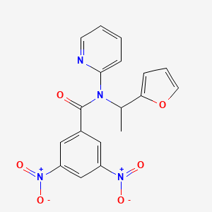 molecular formula C18H14N4O6 B3009070 N-(1-(furan-2-yl)ethyl)-3,5-dinitro-N-(pyridin-2-yl)benzamide CAS No. 330677-34-4