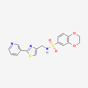 molecular formula C17H15N3O4S2 B3009096 N-{[2-(pyridin-3-yl)-1,3-thiazol-4-yl]methyl}-2,3-dihydro-1,4-benzodioxine-6-sulfonamide CAS No. 863511-27-7