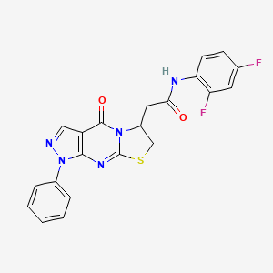 molecular formula C21H15F2N5O2S B3009110 N-(2,4-difluorophenyl)-2-(4-oxo-1-phenyl-1,4,6,7-tetrahydropyrazolo[3,4-d]thiazolo[3,2-a]pyrimidin-6-yl)acetamide CAS No. 946334-76-5