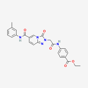molecular formula C25H23N5O5 B3009128 ethyl 4-(2-(3-oxo-6-(m-tolylcarbamoyl)-[1,2,4]triazolo[4,3-a]pyridin-2(3H)-yl)acetamido)benzoate CAS No. 1226454-44-9