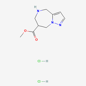 molecular formula C9H15Cl2N3O2 B3009143 Methyl 5,6,7,8-tetrahydro-4H-pyrazolo[1,5-a][1,4]diazepine-7-carboxylate;dihydrochloride CAS No. 2247107-93-1