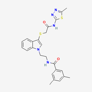 3,5-dimethyl-N-(2-(3-((2-((5-methyl-1,3,4-thiadiazol-2-yl)amino)-2-oxoethyl)thio)-1H-indol-1-yl)ethyl)benzamide