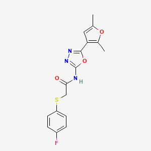 N-(5-(2,5-dimethylfuran-3-yl)-1,3,4-oxadiazol-2-yl)-2-((4-fluorophenyl)thio)acetamide