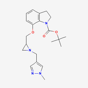 Tert-butyl 7-[[1-[(1-methylpyrazol-4-yl)methyl]aziridin-2-yl]methoxy]-2,3-dihydroindole-1-carboxylate