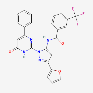 N-(3-(furan-2-yl)-1-(6-oxo-4-phenyl-1,6-dihydropyrimidin-2-yl)-1H-pyrazol-5-yl)-3-(trifluoromethyl)benzamide