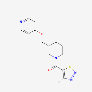 molecular formula C16H20N4O2S B3009229 [3-[(2-Methylpyridin-4-yl)oxymethyl]piperidin-1-yl]-(4-methylthiadiazol-5-yl)methanone CAS No. 2379975-47-8