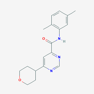 molecular formula C18H21N3O2 B3009242 N-(2,5-Dimethylphenyl)-6-(oxan-4-yl)pyrimidine-4-carboxamide CAS No. 2415628-33-8