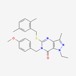 molecular formula C25H28N4O2S B3009260 5-((2,5-dimethylbenzyl)thio)-1-ethyl-6-(4-methoxybenzyl)-3-methyl-1H-pyrazolo[4,3-d]pyrimidin-7(6H)-one CAS No. 1359433-62-7